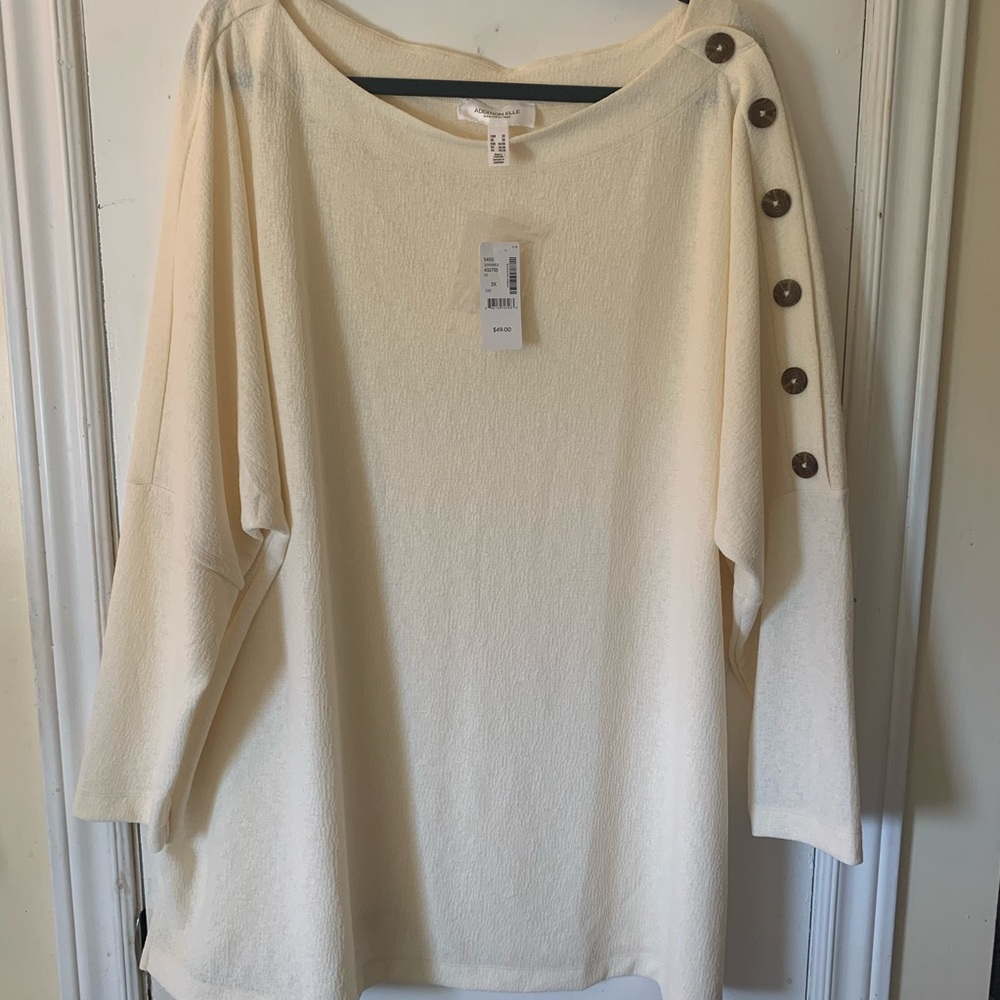 Cream dolman sleeve tunic with button detail